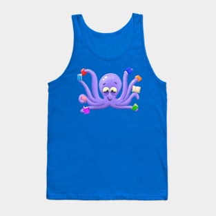 Octopus Loves Reading Books Tank Top